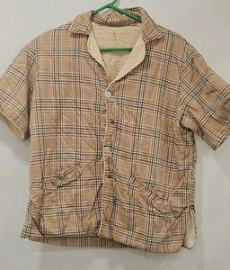 Vintage 50s 60s Terrycloth Plaid Cabana Shirt w Pockets ML - Picture 1 of 11
