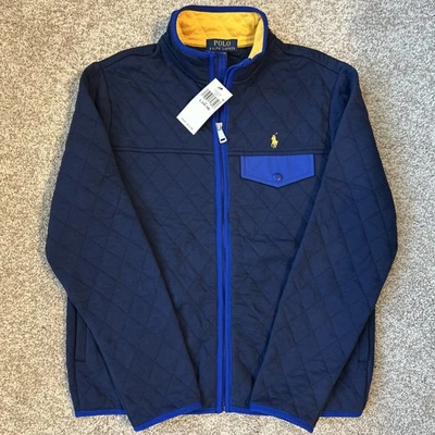 Polo Ralph Lauren Big Boys Color Blocked Quilted Double Knit Jacket Size L NWT - Image 1 of 4