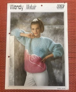 WOMENS MOHAIR VOLCANO MOTIF ROUND NECK JUMPER 30”-40” VTG KNITTING PATTERN 3363 - Picture 1 of 2