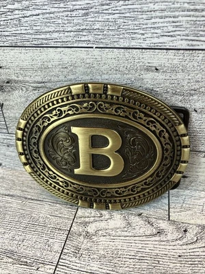 NEW - Montana Silversmiths Belt Buckle Initial B Letter Exos Gold Brass - Image 1 of 2