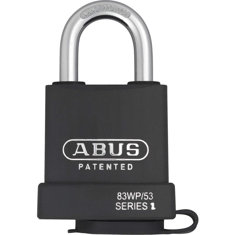 ABUS 83WP/53 KA Keyed Padlock, 59/64 in,Rectangle,Black 6WNX4 - Image 1 of 1
