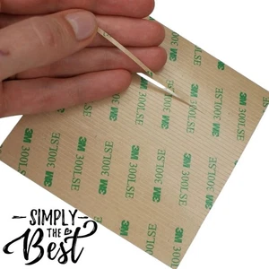 Clear 3M 300LSE DOUBLE SIDED PADS tape, 100mm x 100mm x 0.17mm x 2mm wide strips - Picture 1 of 10
