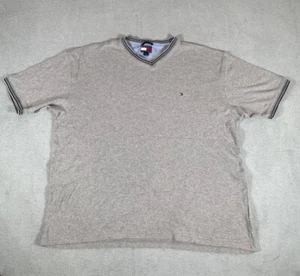 TOMMY HILFIGER Hombre Gris XL Camiseta Vintage Años 90 Cuello en V - Imagen 1 de 9