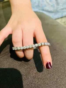 7CT Round Cut Lab Created Diamond Women's Tennis Bracelet 14K White Gold Finish - Picture 1 of 5