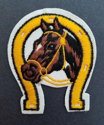 Vintage HORSE HEAD HORSE SHOE Patch 70s NOS From USA - Image 1 of 4