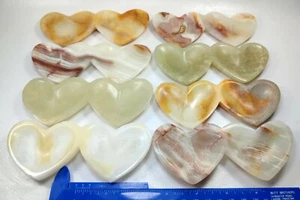 Ciotole cuore doppio onice e calcite lucide intagliate a mano Karachi/Pakistan 08 pz - Foto 1 di 9