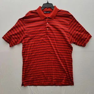 Oxford Golf Men's Polo Shirt Cotton Striped Red Large Short Sleeve Red Size L - Picture 1 of 7
