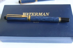 Fountain Pen WATERMAN LE MAN 200 in CAVIAR BLUE WITH 18K GOLD NIB SIZE Medium - Picture 1 of 17