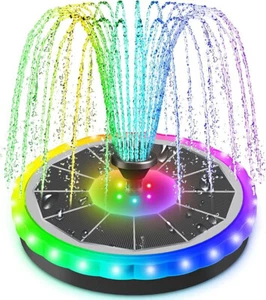 Solar Fountain 30 Color LED Lights, Upgrade 4W Solar Bird Bath Fountain - Picture 1 of 4