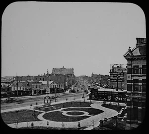 ANTIGUA Linterna Mágica Diapositiva WINNIPEG ESCENA CALLEJERA C1890 FOTO VICTORIANA CANADÁ - Imagen 1 de 2