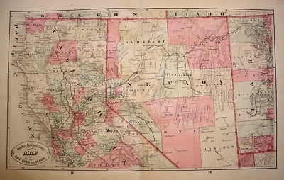 Mapa 1882 ~ NORTE DE CALIFORNIA - NEVADA ~ Cram 1ª Edición Variante (14x22)-#14 Foto 1 de 4