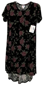 New LuLaRoe Carly Hi Low Dress Black Floral Sz XS Short Sleeve Women LL10K - Picture 1 of 5