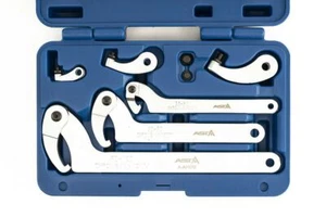 A-AHW8 8pc Adjustable Hook & Pin Wrench Set, C Spanners For Suspension 35-120mm - Picture 1 of 6