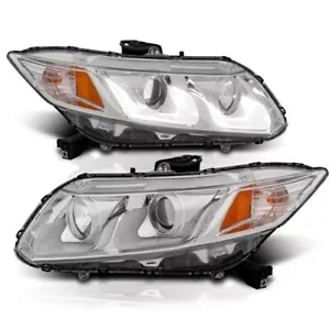For Honda Civic 12-15 Sedan / 12-13 Coupe Chrome Projector Headlights LED U DRL - Picture 1 of 3