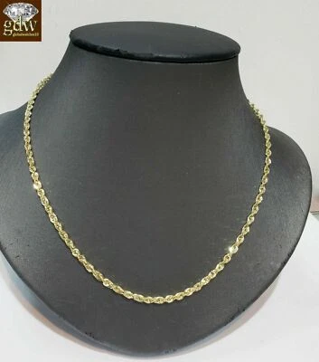 Cadena de cuerda de oro amarillo real de 10k corte diamante 16" 18" 20" 22" 24" 26" 28" pulgadas Foto 1 de 4