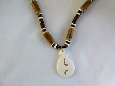 Collar Étnico Tribal Hawaiano Gancho de Pez Surfer 18" Regalo Vendedor de EE. UU. Nuevo Foto 1 de 4