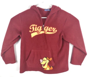 Vintage Disney Tigger Fleece Hoodie Rare Vtg USA Cartoon Y2K 90s Red Embroidered - Picture 1 of 7