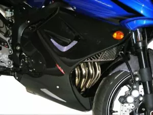Yamaha FZ-6 Fazer S2 07-2009 Fairing Lowers Gloss Black & Silver Mesh Powerbronz - Picture 1 of 2