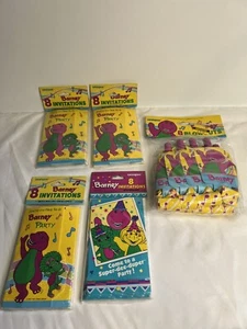Vintage Barney Birthday Party Lot Invitations Blowouts 1992 & 1995 New Old Stock - Picture 1 of 12