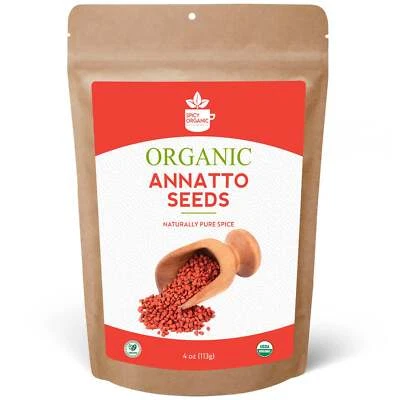SPICY ORGANIC Organic Annatto Seeds- Certified USDA Organic- Achiote Seeds Spice Seasoning