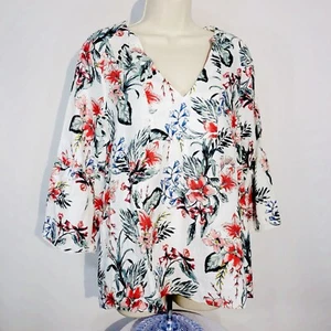 Neu..! Zara Basic S Leinen Blumen Bluse V-Ausschnitt Mini-Häkelbündchen Halbrüscheln - Bild 1 von 12