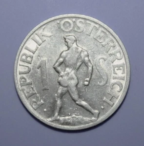 S5 - Austria 1 Schilling 1947 Almost Unc. Aluminum Coin - Man With Seed Bag - Picture 1 of 2
