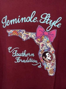 Florida State Seminoles T-Shirt Donna XL Granato Tradizione del Sud Preppy FSU - Foto 1 di 5