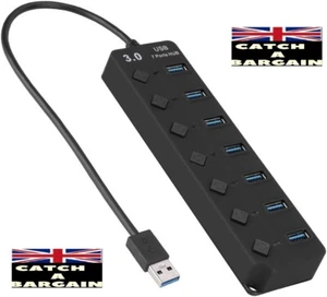 7-port USB 3.0 Hub with Individual switches 5GB/S High Speed USB Hub (K409-N907) - Picture 1 of 5