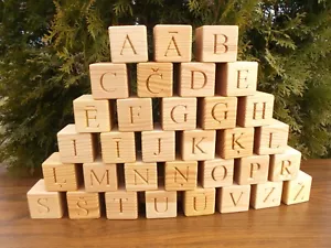 33 Wooden Latvian alphabet blocks, Educational gift, ABC, Latvian alphabet block - Picture 1 of 7