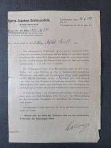 Heer Afrika-Abteilung 1944 – Schreiben über Afrikazulage für O.Wm. Alfred Seidl - Bild 1 von 1