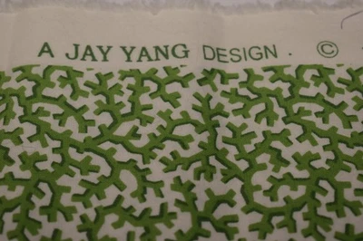 2 piece lot Cotton Fabric 16.5" x 54" & 5" x 48" JAY YANG lime green  Coral Reef - Image 1 of 3