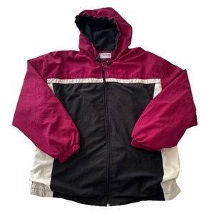 Vintage Wilson 90s Windbreaker Maroon Black White Sz Medium Full Zip Up Jacket - Picture 1 of 9