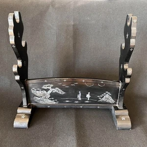 KATANA-KAKE Japanischer Schwertständer Ständer Holz Antik Samurai Ken Schwarz Lack - Bild 1 von 24