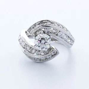 2.9 CT Certified Lab-Created Diamond E/VS2 Round Cut 14K Gold Bypass Accent Ring - Picture 1 of 4