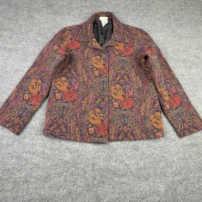 Blazer Ciervo Blanco Mujer S Paisley Floral Tapiz Cottagecore Boho Rústico Foto 1 de 4
