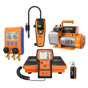 Elitech Vacuum Pump 7CFM+LMG-10 HVAC Manifold Gauge+ILD200 Sniffer+LMC100A Scale - Picture 1 of 24