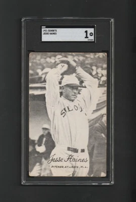 1921 Exhibits JESSE HAINES RC ~ SGC Graded ~ Rare Cardinals HOF ~ Must See! - Image 1 of 2