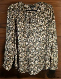 Zac & Rachel Women's XL Roll-up Sleeve Lightweight Geometric Blouse 3 Button - Picture 1 of 6