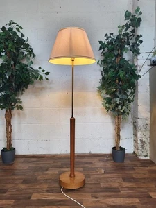 Vintage 70's Teak Standard Floor Lamp & Shade Mid-Century Scandi Danish MCM - Picture 1 of 6