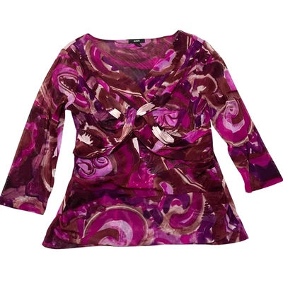 Alfani Womens XL Sheer Top Fuchsia Purple Twist Front Blouse Fairy Grunge Y2K - Image 1 of 4