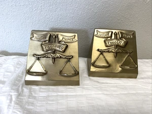 Police Memorabilia Desk Decor bookends “justice Mercy Equality” lot pair - Picture 1 of 14