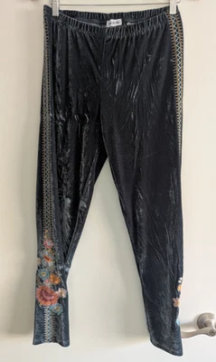 Time For Me Terciopelo Floral Bordado Pull On Lounge Pantalones Talla M Foto 1 de 4