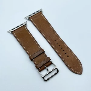 Oryginalny zegarek Apple Watch Hermes FAUVE Swift Skórzany pojedynczy pasek 49mm 46mm 45mm - Zdjęcie 1 z 17