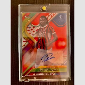Topps Finest UCC Rafael Leao Red Refractor Autograph Numbered to /5 - Picture 1 of 1
