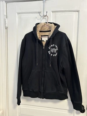 Chaqueta con Capucha Y2K Aeropostale New York City Cremallera Forrada Sherpa XL De Colección Foto 1 de 4