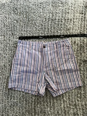 Pantalones Cortos Informales Gap Púrpura Azul Rayas Algodón Chino 5" Tiro Medio Para Mujer Talla 10 Foto 1 de 4