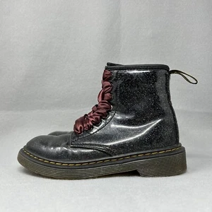 Doc Dr. Martens Boots Zip Lace Girls Youth 13 1460J Black Glitter - Picture 1 of 11