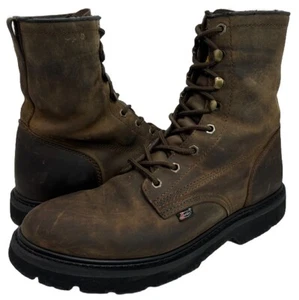 Justin The Original Work Boots Mens 12 M Leather 8" Soft Round Toe Brown - Picture 1 of 11