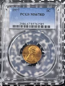 1977 U.S. Lincoln Memorial Cent PCGS MS67RD Lot#G9551 Gem BU! - Picture 1 of 3