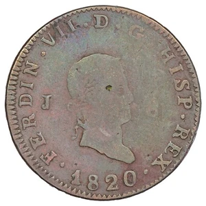 Spain - 8 Maravedis 1820 - Ferdinand VII - Jubia - Copper - KM.491 - Cal.1554 - Picture 1 of 2